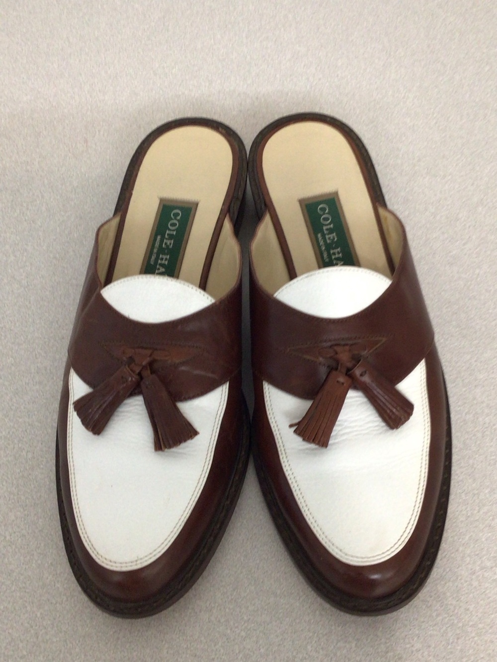 Cole Haan Brown and White Tassel Slip-On Loafers - Picture 3 of 10